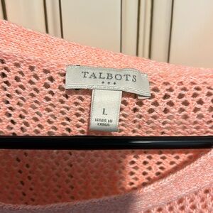 Women’s peach colored open weave sweater size large